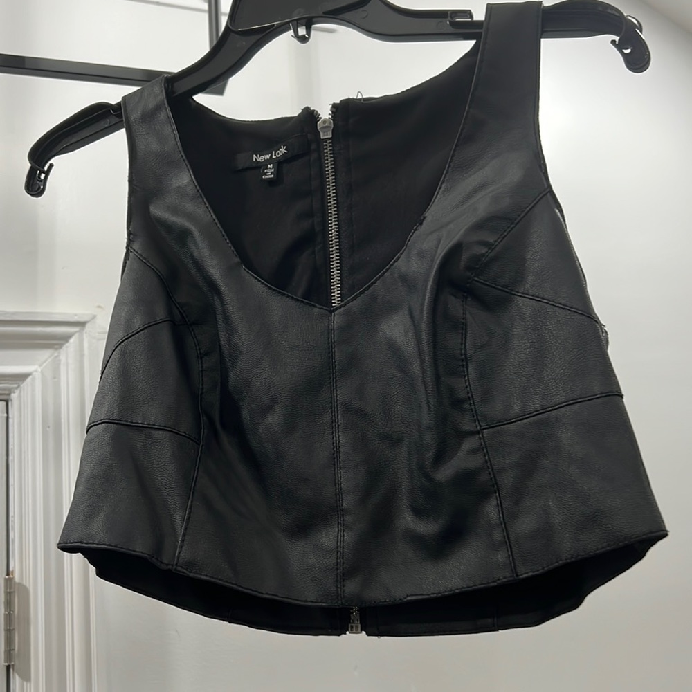 New Look Faux leather Sleeveless crop top